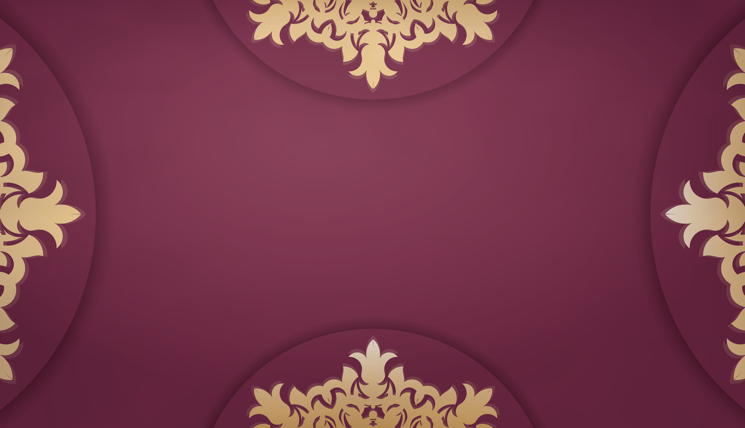 Burgundy Background with Vintage Gold Ornament for Design under Logo or Text