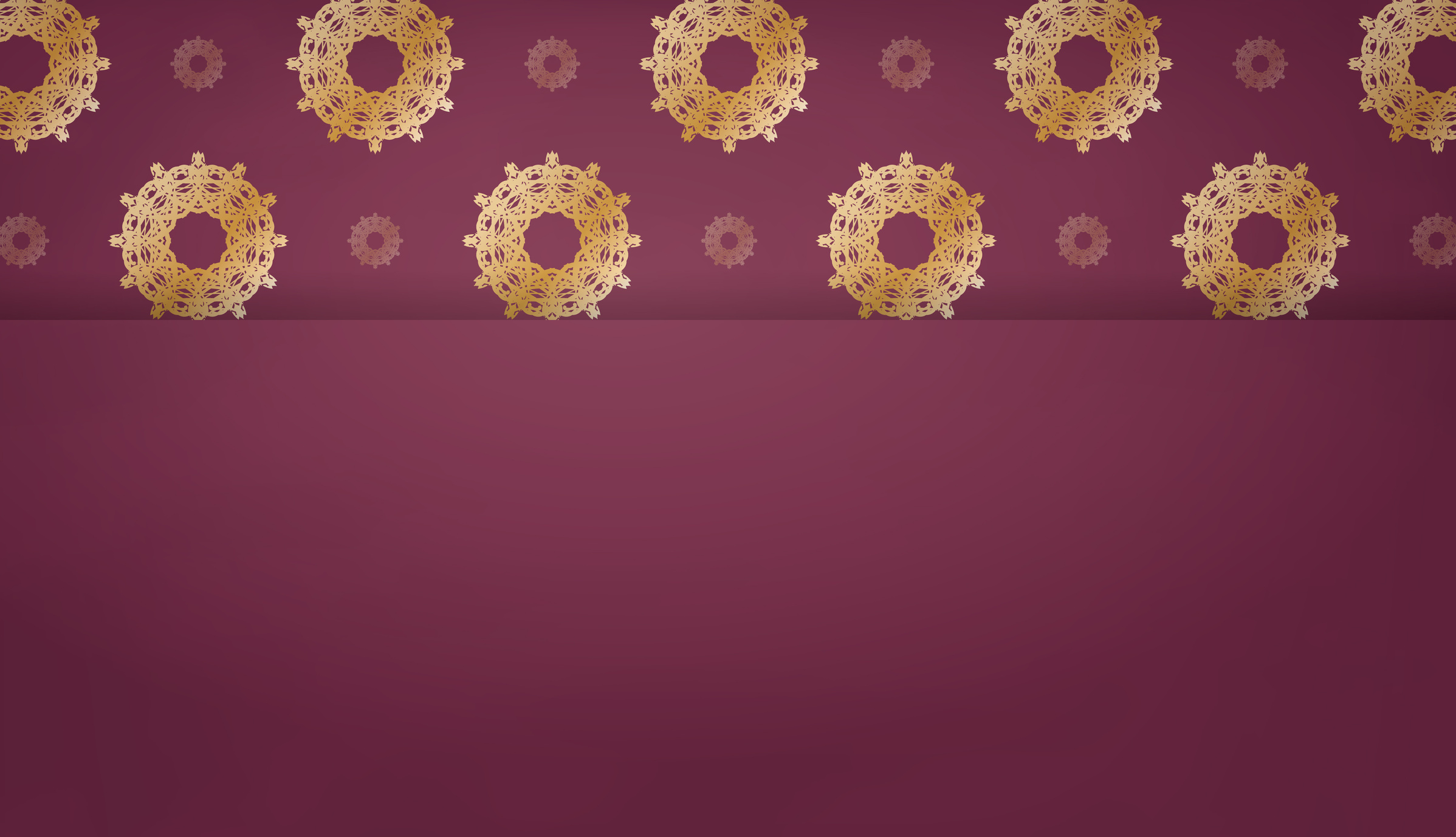 Burgundy Background with Mandala Gold Ornament for Logo Design